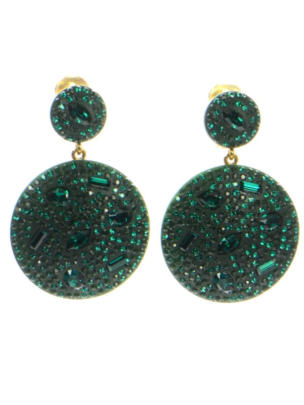 Oscar de la Renta Crystal Bold Disc Drop Earrings